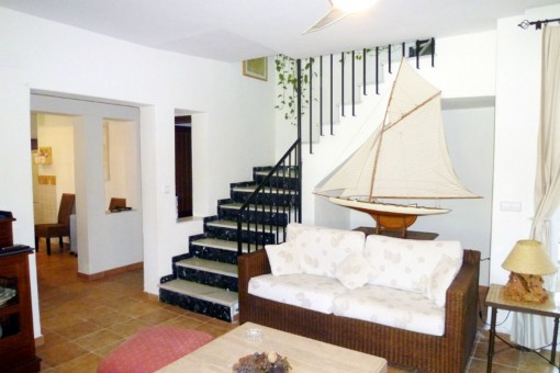 Living room with staircase