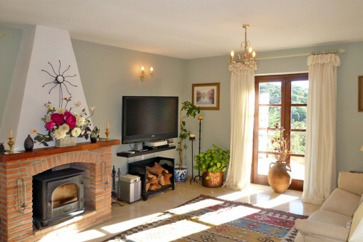 Cosy living room with chimney