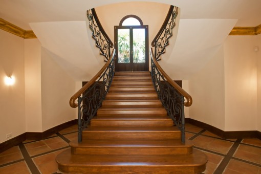 Staircase with wooden steps