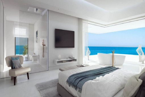 Luxurious bedroom with bathroom