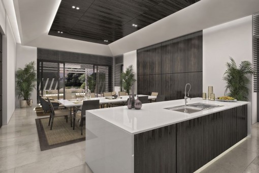 Fully equipped kitchen next to the dining area