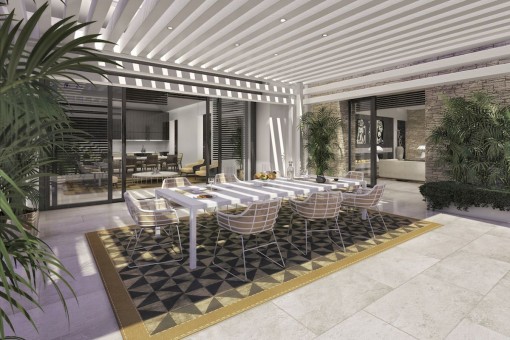 Spacious terrace with dining area