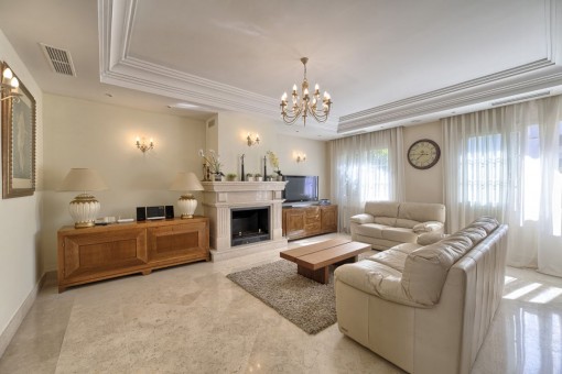 Cozy living area with fireplace