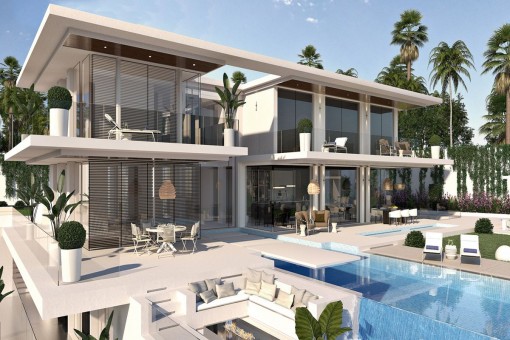 Alternative view of the outdoor area with infinity pool