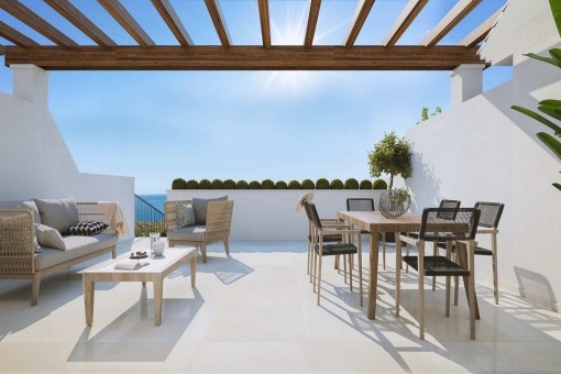 Fantastic townhouses in Benalmádena, Málaga with large terraces, private garden and sea views
