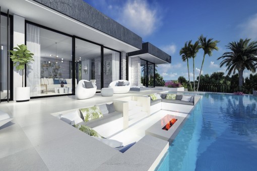 Well-maintained pool area with lounge area