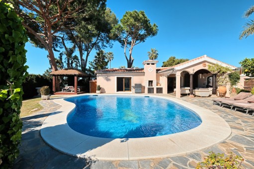 Sunny pool area in the garden