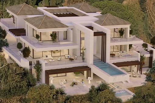 Exterior view of the modern villa