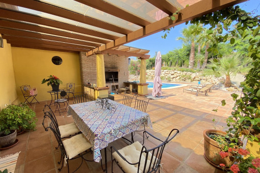 Covered terrace with barbecue area